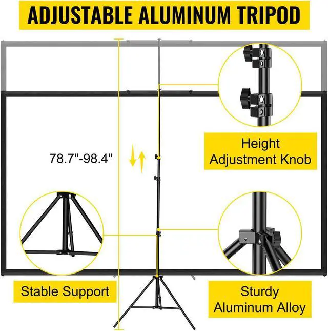 Alt view image 4 of 7 - Tripod Projector Screen with Stand 110" 4K HD 16:9