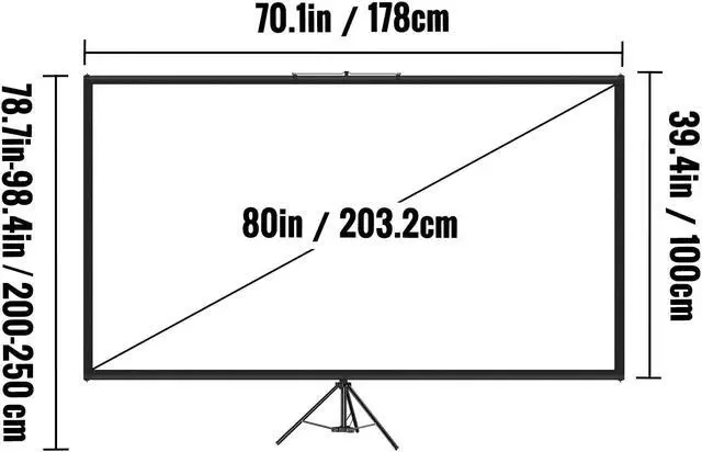 Alt view image 4 of 7 - Tripod Projector Screen with Stand 80" 4K HD 16:9