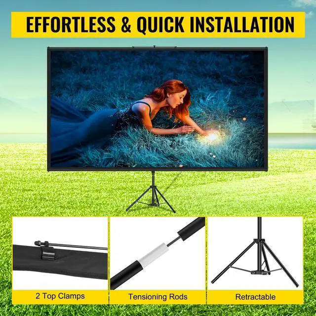 Alt view image 5 of 7 - Tripod Projector Screen with Stand 80" 4K HD 16:9