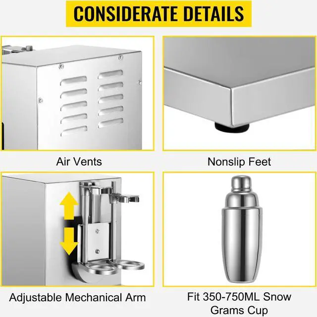 Alt view image 6 of 7 - Bubble Boba Milk Tea Shaker Shaking Machine Mixer Auto Control Cream Stainless