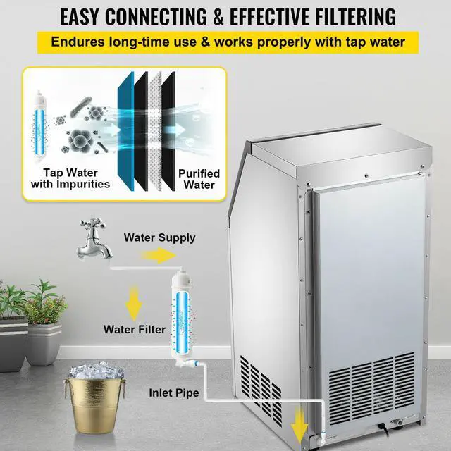 Alt view image 5 of 7 - 132LBS/24H Commercial Ice Maker Undercounter Freestand Ice Cube Machine