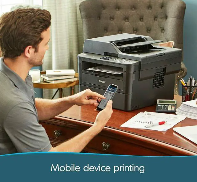 Alt view image 2 of 7 - Brother MFC-L2750DWB All-in-One Wireless Monochrome Laser Printer for Office - 4-in-1 Print Copy Scan Fax - 2.7" Touchscreen LCD, Auto Duplex Printing, 36 ppm, 50-Sheet ADF