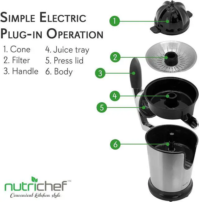 Alt view image 2 of 6 - NUTRICHEF Electric Citrus Juicer Orange 160 W Fruit Juice Squeezer