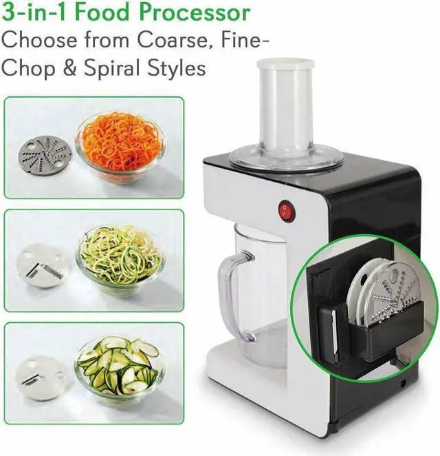 Alt view image 5 of 6 - Electric Food Spiralizer Slicer Chopper - 3-in-1 Vegetable Fruit Processor