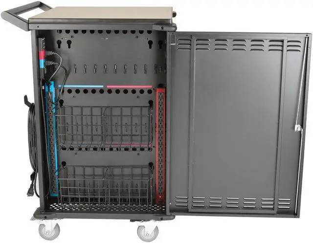 Alt view image 3 of 7 - TrippLite 36-Port AC Charging Cart Storage Station for Chromebooks, Laptops, & Tablets - Hourly Timer alternates Charging Zones to Help Prevent overloads