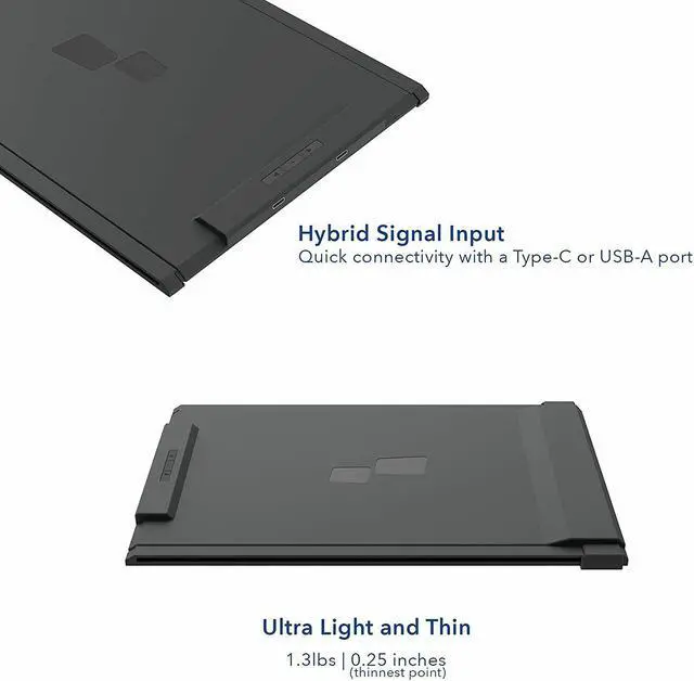 Alt view image 3 of 7 - DUEX Plus 13.3" Full HD Portable Laptop Secondary Screen Monitor - Gray