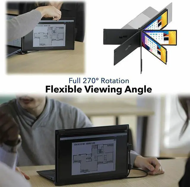 Alt view image 4 of 7 - DUEX Plus 13.3" Full HD Portable Laptop Secondary Screen Monitor - Gray