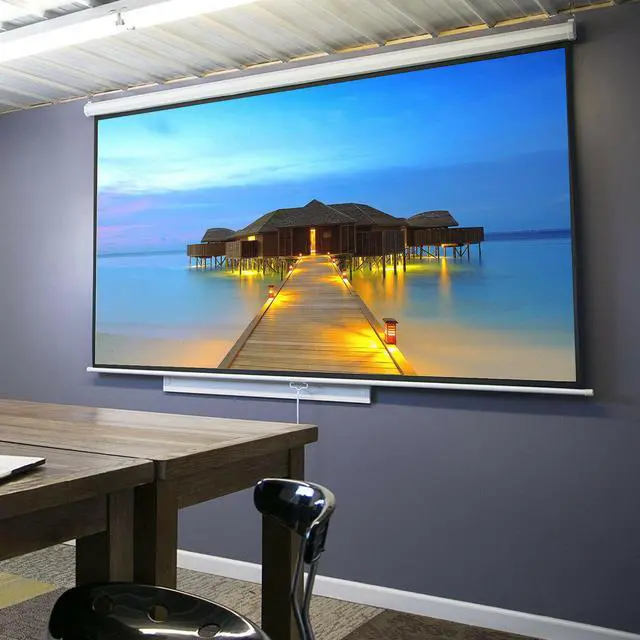Alt view image 6 of 6 - 100"Projection projector Screen Manual Pull Down 16:9 HD Projector Home Theaters 3D Movie