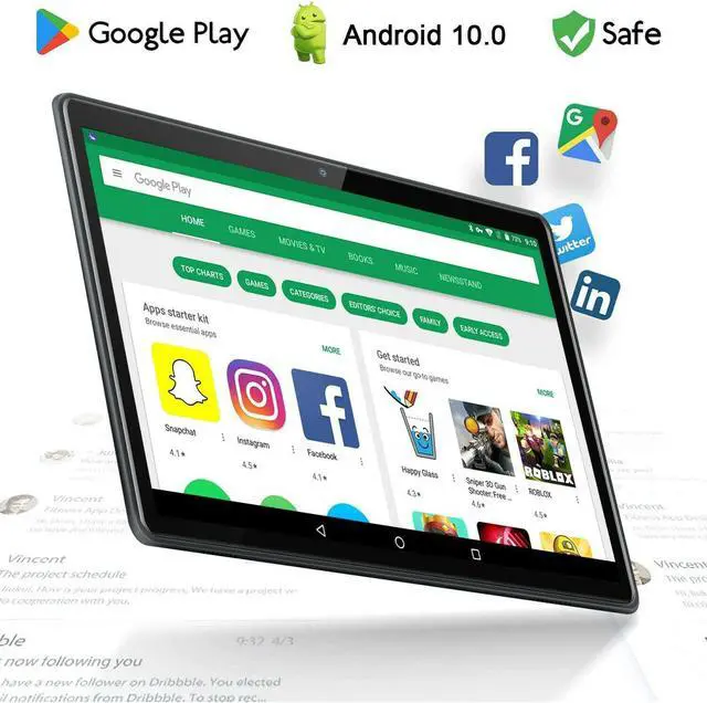 Alt view image 3 of 7 - 10 Inch Android 10, 4GB RAM 64GB ROM 1920x1200 IPS w Keyboard/Mouse