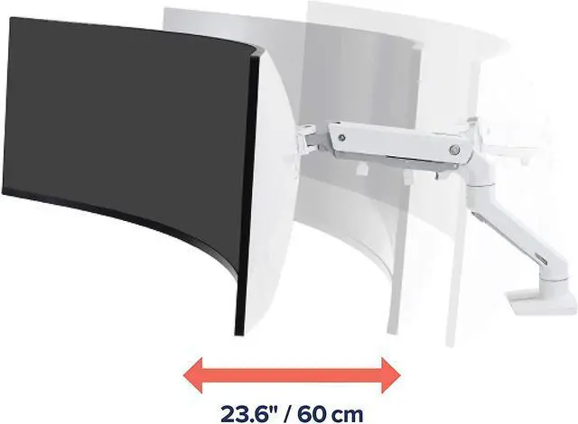Alt view image 2 of 6 - Ergotron  HX Single Ultrawide Monitor Arm with HD Pivot, VESA Desk Mount  for 1000R Curved Monitors Up to 49 Inches, 28 to 42 lbs  White