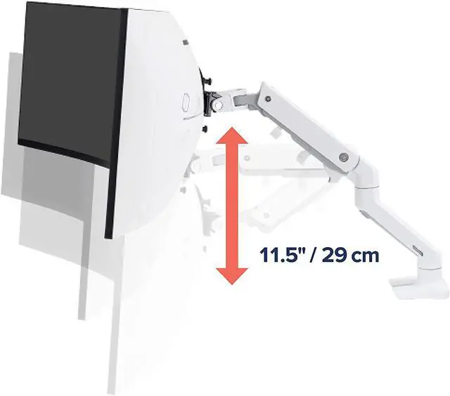 Alt view image 3 of 6 - Ergotron  HX Single Ultrawide Monitor Arm with HD Pivot, VESA Desk Mount  for 1000R Curved Monitors Up to 49 Inches, 28 to 42 lbs  White