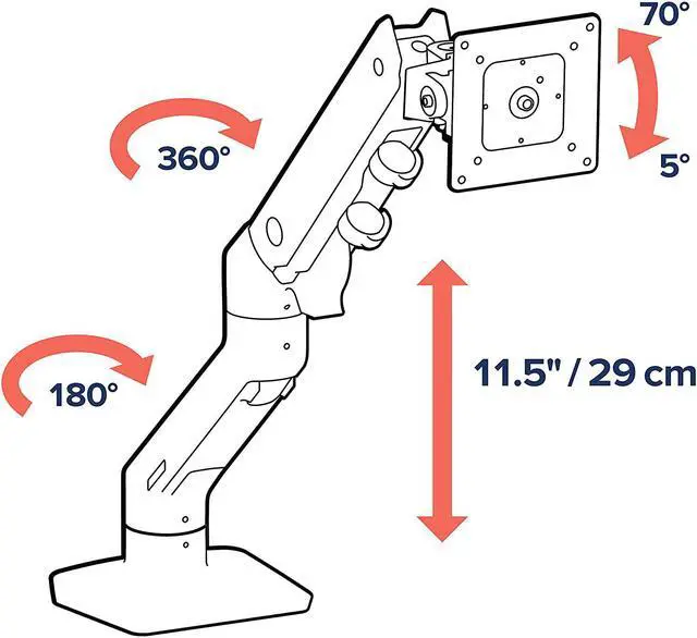 Alt view image 6 of 6 - Ergotron  HX Single Ultrawide Monitor Arm, VESA Desk Mount  for Monitors Up to 49 inches, 20 to 42 lbs, Less Than 6 Inch Display Depth  Matte Black