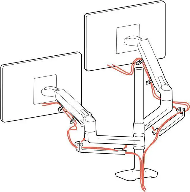 Alt view image 6 of 7 - Ergotron  LX Vertical Stacking Dual Monitor Arm, VESA Desk Mount  for 2 Monitors Up to 40 Inches, 7 to 22 lbs Each  Tall Pole, Polished Aluminum