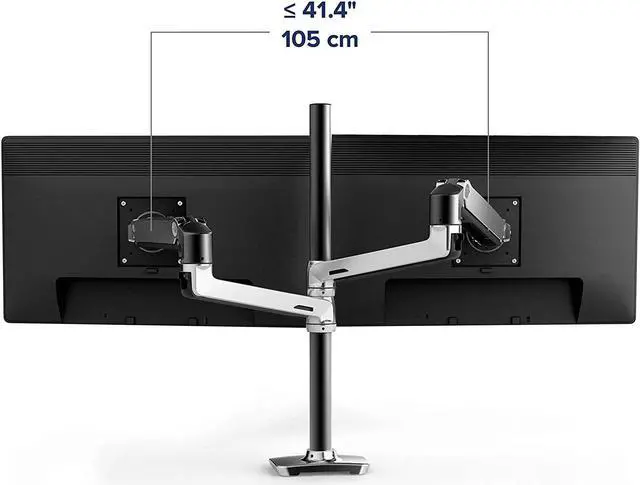 Alt view image 4 of 7 - Ergotron  LX Vertical Stacking Dual Monitor Arm, VESA Desk Mount  for 2 Monitors Up to 40 Inches, 7 to 22 lbs Each  Tall Pole, Polished Aluminum