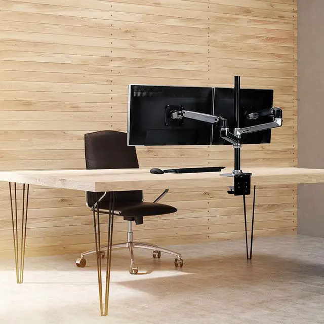 Alt view image 5 of 7 - Ergotron  LX Vertical Stacking Dual Monitor Arm, VESA Desk Mount  for 2 Monitors Up to 40 Inches, 7 to 22 lbs Each  Tall Pole, Polished Aluminum