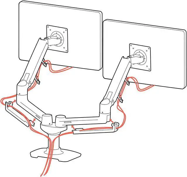 Alt view image 4 of 4 - Ergotron  LX Dual Monitor Arm, VESA Desk Mount  for2 MonitorsUp to 27 Inches, 7 to 20lbsEach  White