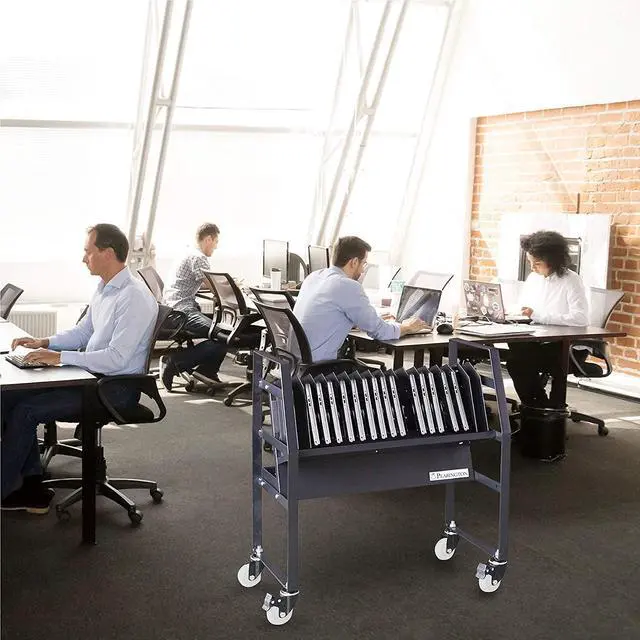Alt view image 5 of 6 - 16 Device Mobile Open Charging Cart for iPads, Chromebooks and Laptop Computers, Compatible with Any Screen Size, Easy Access Slots, Removable Dividers, Small Footprint, Surge Protection