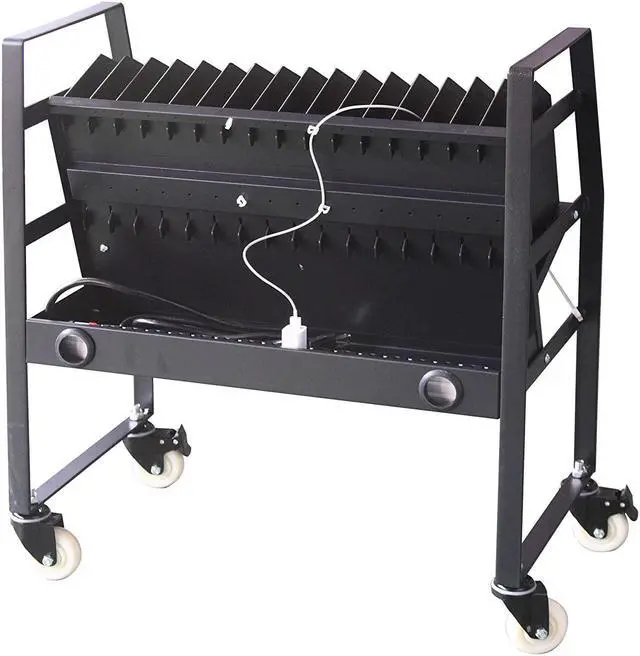 Alt view image 4 of 6 - 16 Device Mobile Open Charging Cart for iPads, Chromebooks and Laptop Computers, Compatible with Any Screen Size, Easy Access Slots, Removable Dividers, Small Footprint, Surge Protection