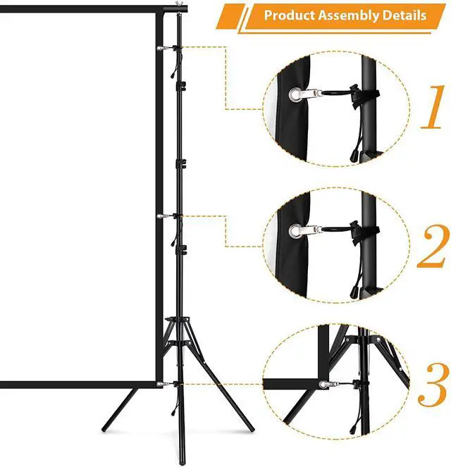 Alt view image 2 of 7 - Projector Screen with Stand: 120 inch Portable Indoor Outdoor Projector Screen Fordable & Wrinkle-Free Outdoor Movie Screen with Carry Bag for Home Theater Camping and Recreational Events
