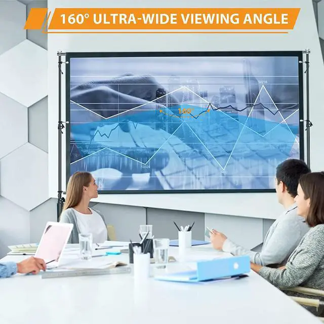 Alt view image 4 of 7 - Projector Screen with Stand: 120 inch Portable Indoor Outdoor Projector Screen Fordable & Wrinkle-Free Outdoor Movie Screen with Carry Bag for Home Theater Camping and Recreational Events