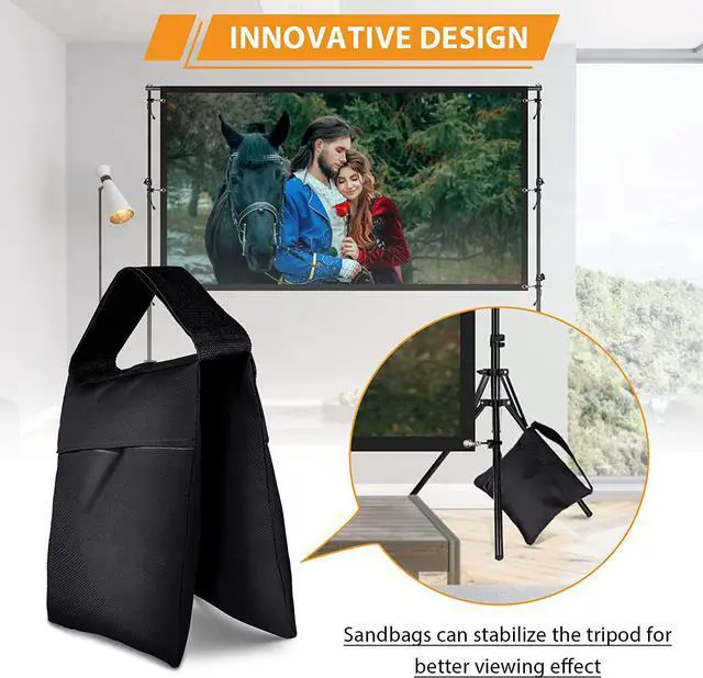 Alt view image 5 of 7 - Projector Screen with Stand: 120 inch Portable Indoor Outdoor Projector Screen Fordable & Wrinkle-Free Outdoor Movie Screen with Carry Bag for Home Theater Camping and Recreational Events