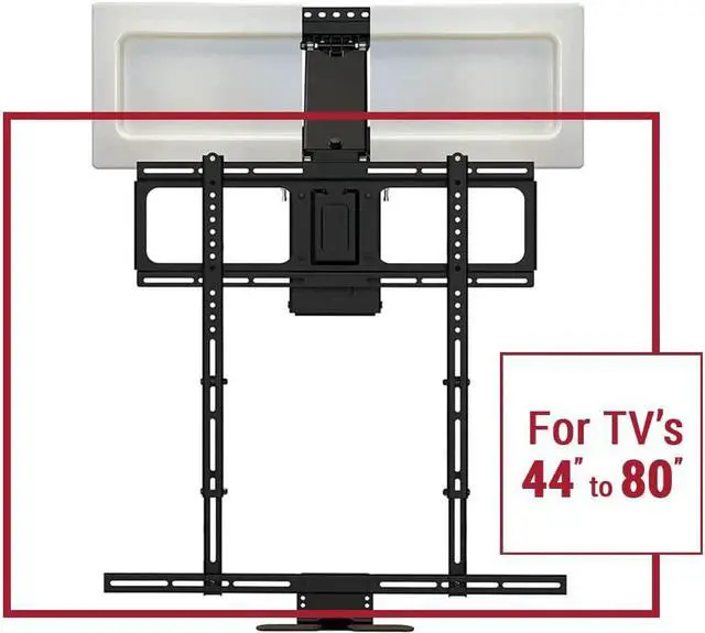Alt view image 3 of 7 - Above Fireplace Pull Down TV Mount for 40" to 80" Screen TVs to 90 lbs, with Patented auto-straightening, Adjustable Stops, Heat Sensor Handles & Paintable Covers