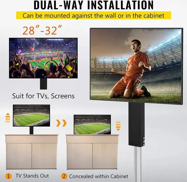 Alt view image 4 of 7 - VEVOR Motorized TV Lift Stroke Length 20 Inches Motorized TV Mount Fit for 28-32 Inch TV Lift with Remote Control Height Adjustable 30-50 Inch,Load Capacity 132 Lbs