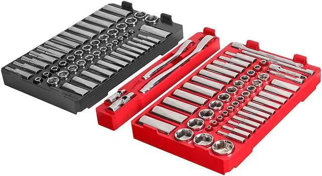 Alt view image 2 of 4 - Milwaukee 48-22-9486 1/4" & 3/8 106pc Ratchet & Socket Set w/PACKOUT Organizer
