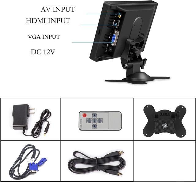 Portable Mini 7'' IPS HDMI Monitor HD 1080P HDMI/VGA/AV Monitor with  Speakers