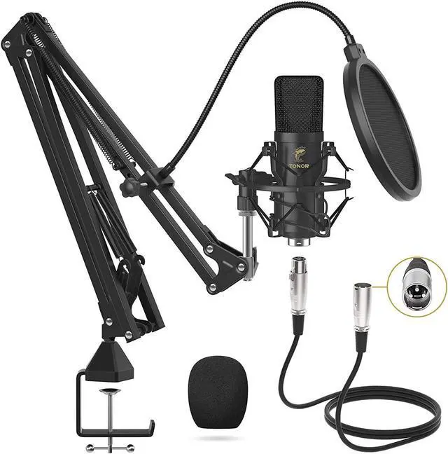 Main image of XLR Condenser Microphone, TONOR Professional Cardioid Studio Mic Kit with T20 Boom Arm, Shock Mount, Pop Filter for Recording, Podcasting, Voice Over, Streaming, Home Studio, YouTube