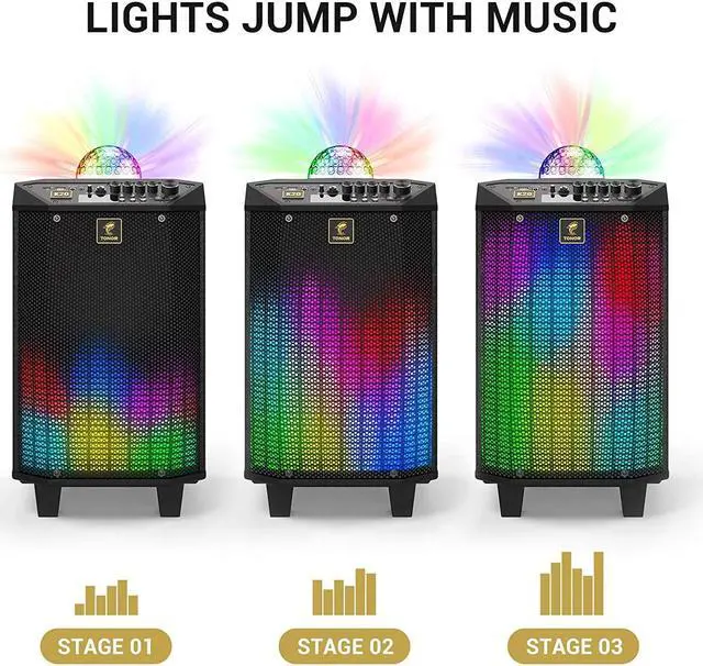 Alt view image 2 of 7 - Wireless Karaoke Machine, TONOR PA System Portable Singing Speaker with Dual Wireless Microphones, Disco Ball for Home Karaoke, Party, Class and Church