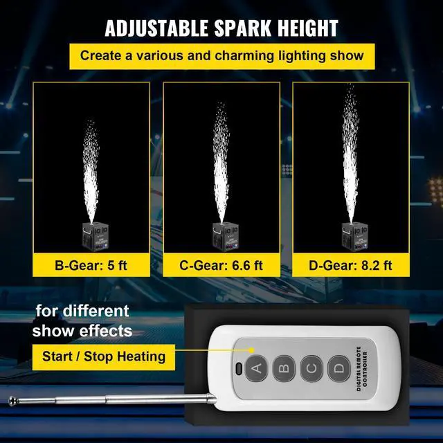 Alt view image 4 of 7 - VEVOR 500W DMX Mini Cold Spark Machine Indoor Firework Machine for Stage 5-8.2ft