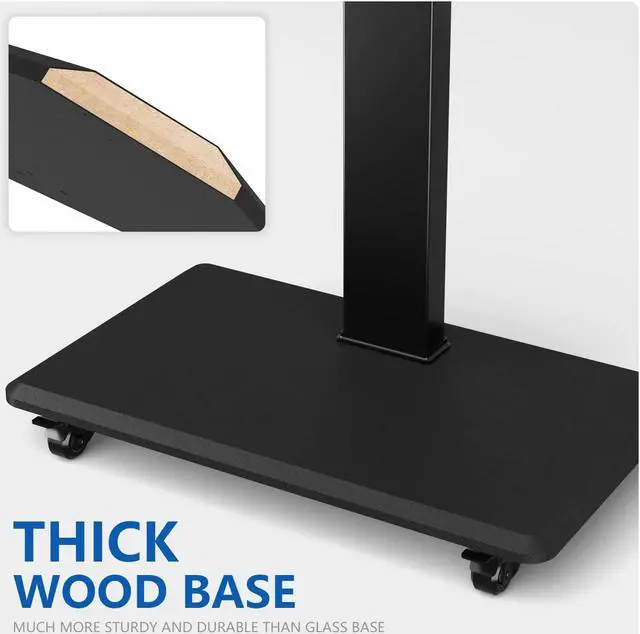 Alt view image 6 of 7 - Rolling Floor TV Stand with Swivel Mount for 40-75 Inch Flat Screen/Curved TVs, 3-Shelf Heavy Duty Portable Mobile TV Cart with Wheels, Black Universal Tall TV Mount Trolley for Home and Office