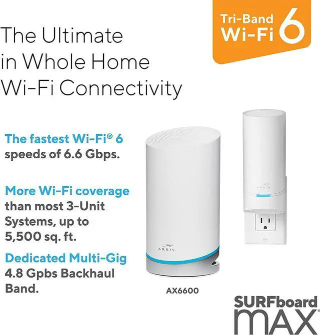 Alt view image 3 of 4 - ARRIS Surfboard mAX Tri-Band AX6600 Wi-Fi 6 Mesh System