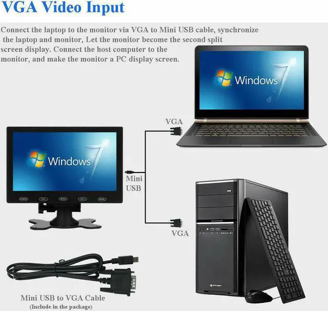 Alt view image 3 of 7 - Mini 7" LCD CCTV Monitor HD PC Screen AV RCA VGA HDMI 800x480 for Raspberry DSLR
