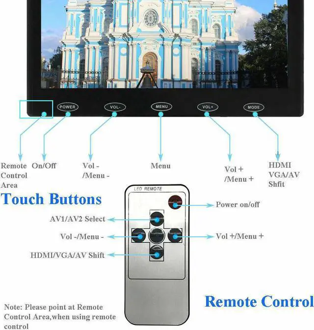 Alt view image 6 of 7 - Mini 7" LCD CCTV Monitor HD PC Screen AV RCA VGA HDMI 800x480 for Raspberry DSLR