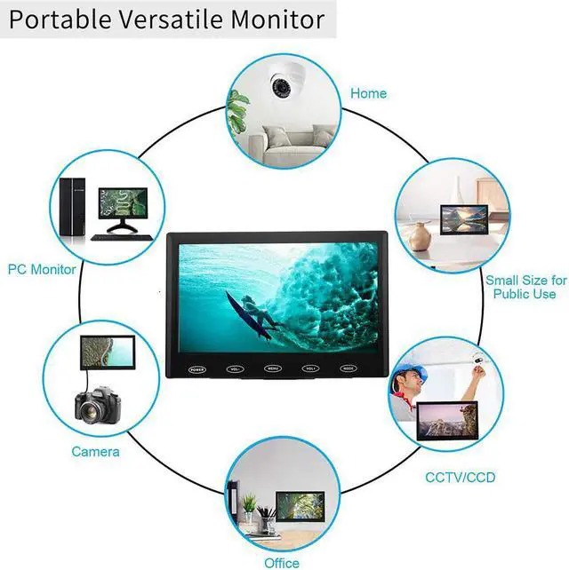 Alt view image 5 of 5 - Security Monitor 7 Inch IPS Small HDMI Portable Monitor USB Powered 1024x600 HD AV VGA