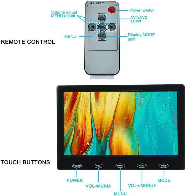 Alt view image 4 of 5 - Security Monitor 7 Inch IPS Small HDMI Portable Monitor USB Powered 1024x600 HD AV VGA