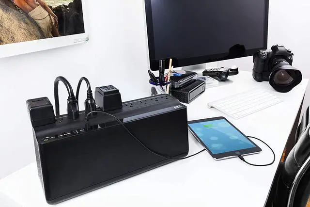 Alt view image 2 of 5 - APC UPS Battery Backup and Surge Protector, 850VA Backup Battery Power Supply, BE850G2 Back-UPS with (2) USB Charger Ports