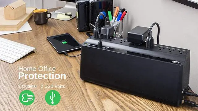 Alt view image 4 of 5 - APC UPS Battery Backup and Surge Protector, 850VA Backup Battery Power Supply, BE850G2 Back-UPS with (2) USB Charger Ports