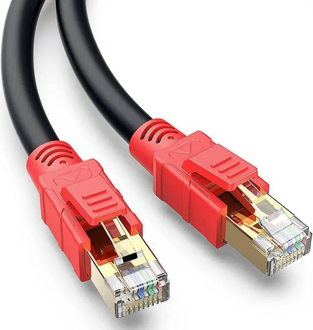 Alt view image 2 of 6 - Cat 8 Outdoor Ethernet Cable 200 ft, Mopfxt Shielded 26AWG 40Gbps 2000Mhz SFTP, Heavy Duty High Speed Cat8 Outdoor Ethernet LAN Network RJ45 Cable- in Wall, Weatherproof for Router, Modem, Gaming