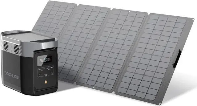Main image of Solar Generator DELTA 1260Wh with 160W Solar Panel, 6 X 1800W (3300W Surge) AC Outlets, Portable Power Station for Outdoors Camping RV High-Power Appliances Emergency