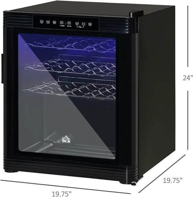 Alt view image 2 of 7 - 24" Wine Beverage Cooler Refrigerator w/ 18 Bottle Capacity & LCD Screen, Black