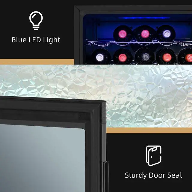 Alt view image 6 of 7 - 24" Wine Beverage Cooler Refrigerator w/ 18 Bottle Capacity & LCD Screen, Black