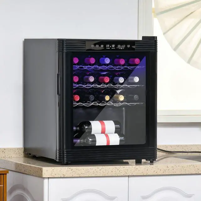 Main image of 24" Wine Beverage Cooler Refrigerator w/ 18 Bottle Capacity & LCD Screen, Black