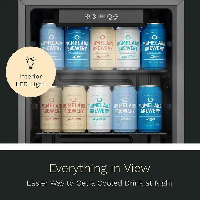 Alt view image 5 of 6 - Beverage Refrigerator and Cooler - 120 Can Mini Fridge with Glass Door