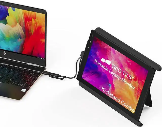 Alt view image 6 of 6 - Portable Monitor for Laptops,12.5 Inch Full HD IPS Screen Extender,USB-A/USB-C Plug and Play,Windows/Android/Mac/Switch Compatible (One Trio Monitor Plus Kickstand)