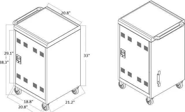 Alt view image 2 of 7 - Laptop and Tablet Storage Cart, Mobile Charging Cart and Cabinet for Up to 30 Units, with Charging Port Screen Size Up to 17", Fits Chromebook, Tablet, Laptop, Suitable for School, Business - Upgraded