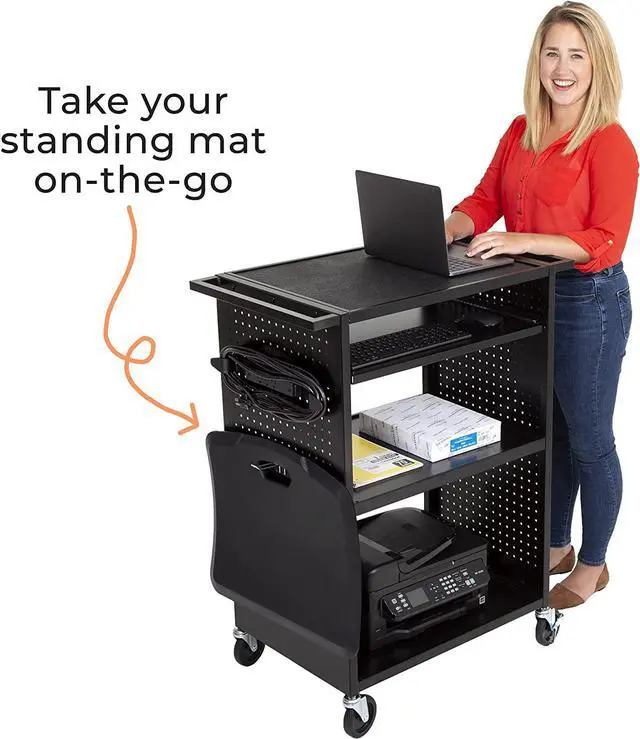 Alt view image 5 of 5 - StellarAV Cart | Reimagine Your Teacher Cart with Revolutionary Pegboard Siding&12 Movable Peg Hooks forCustomizableStorage | UL Safety Certified Mobile Workstation with Keyboard Tray