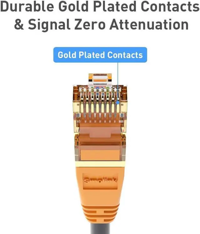 Alt view image 6 of 6 - Cat8 Ethernet Cable 100ft, Indoor & Outdoor LAN Cable 26AWG Heavy Duty Waterproof Networking Patch Cable Shielded Durable Gold Plated RJ45 Connector for Router Modem Gaming PC TV PS4 Mac Laptop Xbox